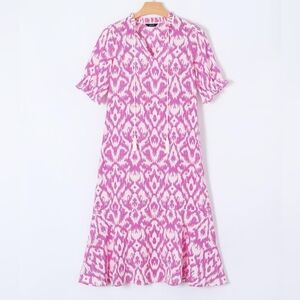 Dokotoo Women's Casual Loose Sundress Elegant Tassel V Neck